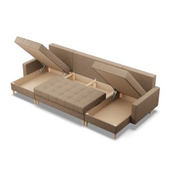 ELMA ULL Corner Sofa, Filling - Spring, Color - CAPPUCCINO
