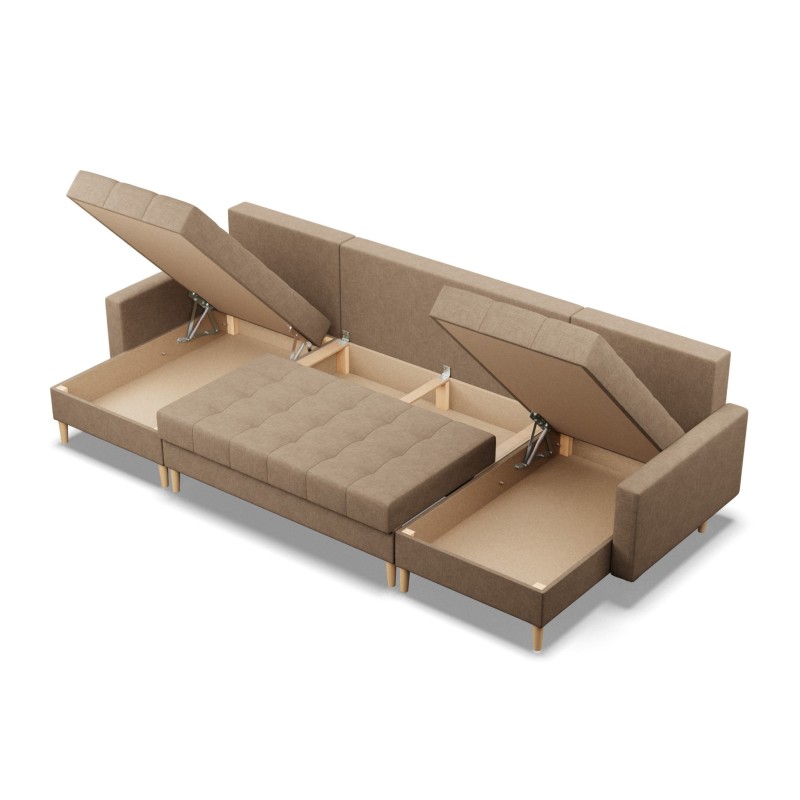 ELMA ULL Corner Sofa, Filling - Spring, Color - CAPPUCCINO