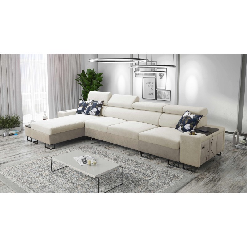 Esquina Prestige XII Mini con función de cama y puerto USB, tela Suave al tacto, Freya 210.02 + Tauro 8203 | Tu Lugar de Comodid