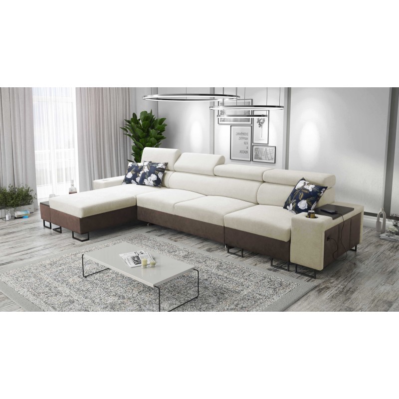 Esquina Prestige XII Mini con función de cama y puerto USB, tela suave al tacto, Freya 210.02 + Tauro 8202 | Tu Lugar de Confort