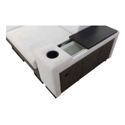 Prestige XII Mini Ecksofa mit Schlaffunktion und USB-Anschluss, Stoff Weich im Griff, Freya 210.18 + Tauro 8207 | Dein Komfortpl