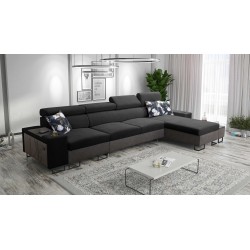 Prestige XII Mini Ecksofa mit Schlaffunktion und USB-Anschluss, weicher Stoff, Freya 210.25 + Tauro 8207 | Ihr Komfortbereich