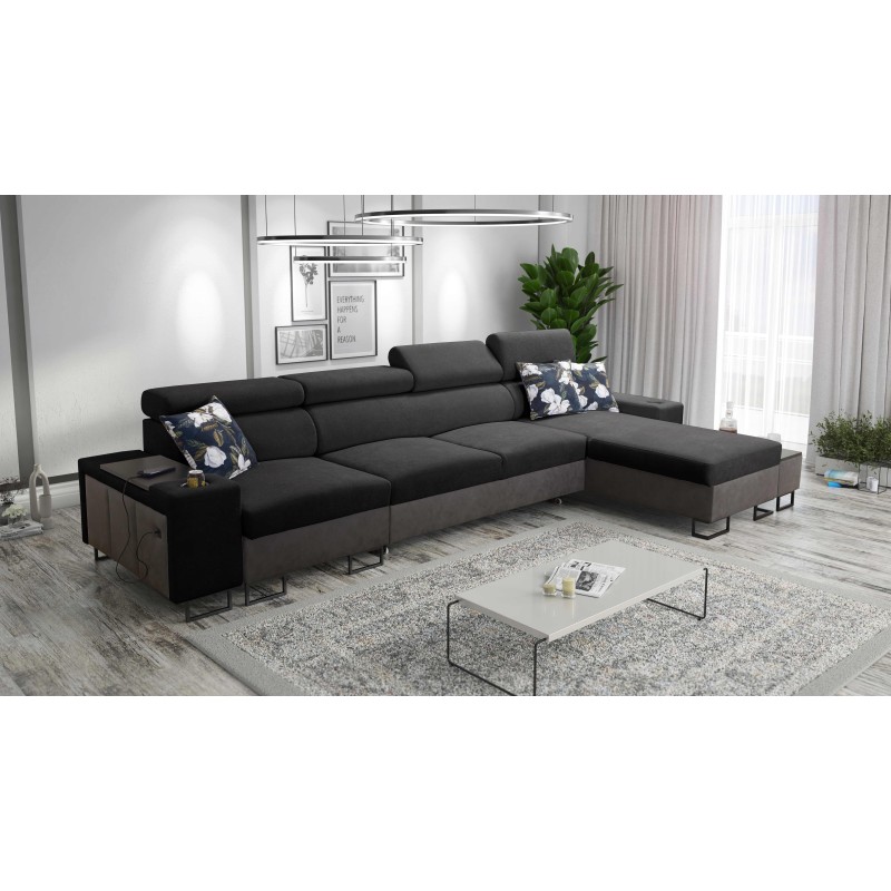 Prestige XII Mini Corner Sofa with Sleeping Function and USB Port, Soft Touch Fabric, Freya 210.25 + Tauro 8207 | Your Comfort P