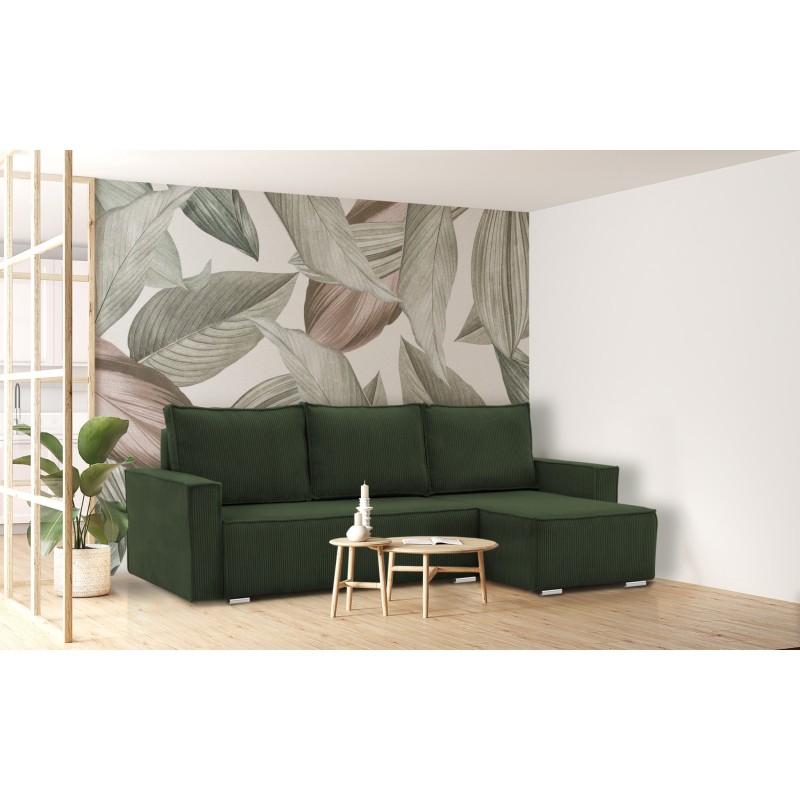 Ecksofa NOTO, Farbe - FLASCHENGRÜN - Poso 014