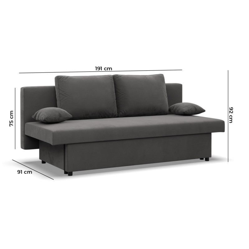 NOLA Sofa, Filling - Spring, Color - BLACK + GRAY