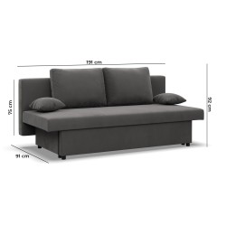 Sofa NOLA, Polsterung - Federkern, Farbe - SCHWARZ + ROT