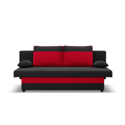 Sofa NOLA, Polsterung - Federkern, Farbe - SCHWARZ + ROT