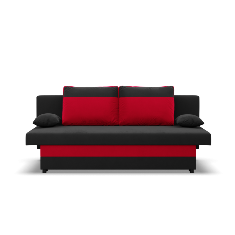 Sofa NOLA, Polsterung - Federkern, Farbe - SCHWARZ + ROT