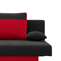 Sofa NOLA, Polsterung - Federkern, Farbe - SCHWARZ + ROT