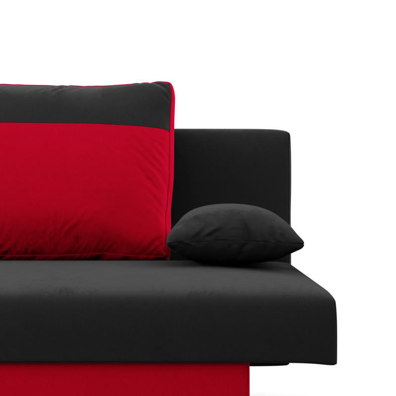 Sofa NOLA, Polsterung - Federkern, Farbe - SCHWARZ + ROT