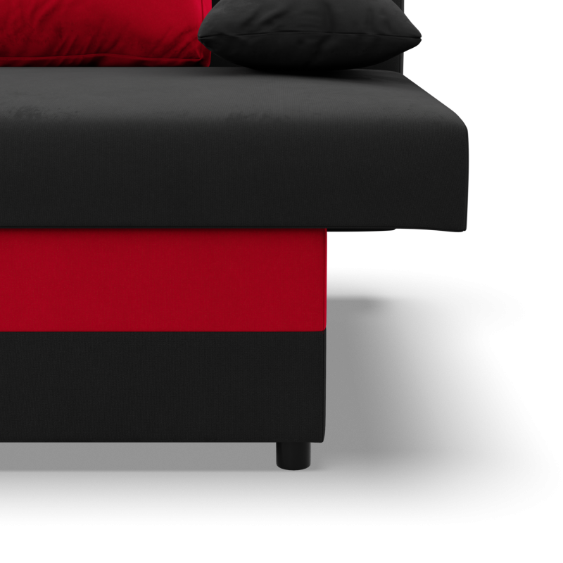 Sofa NOLA, Polsterung - Federkern, Farbe - SCHWARZ + ROT