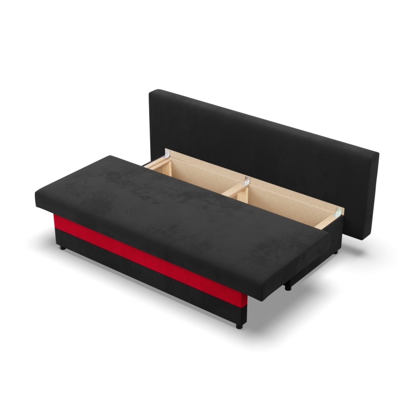 Sofa NOLA, Polsterung - Federkern, Farbe - SCHWARZ + ROT