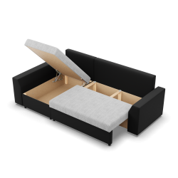 Ecksofa LUGO, Farbe - GRAU + SCHWARZ