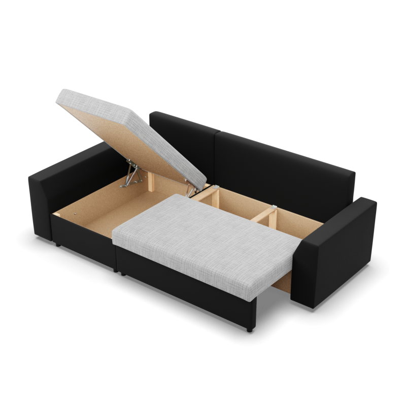 LUGO Corner Sofa, Color - GRAY + BLACK