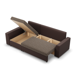 LUGO Corner Sofa, Color - CAPPUCCINO + BROWN