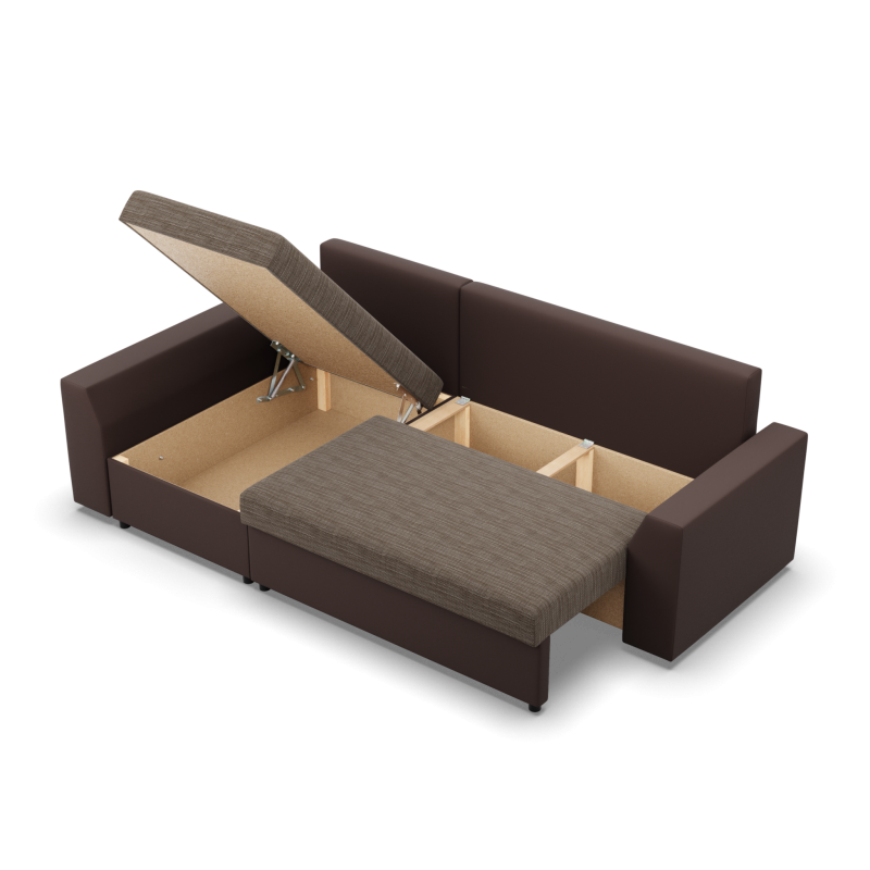 LUGO Corner Sofa, Color - CAPPUCCINO + BROWN