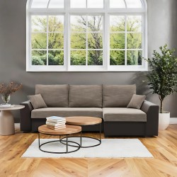 LUGO Corner Sofa, Color - CAPPUCCINO + BROWN