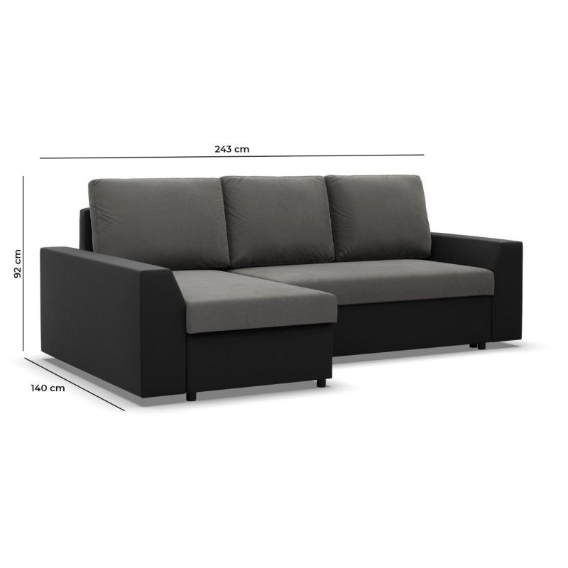 Ecksofa LUGO, Farbe - DUNKELGRAU + WEISS