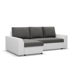 Ecksofa LUGO, Farbe - DUNKELGRAU + WEISS