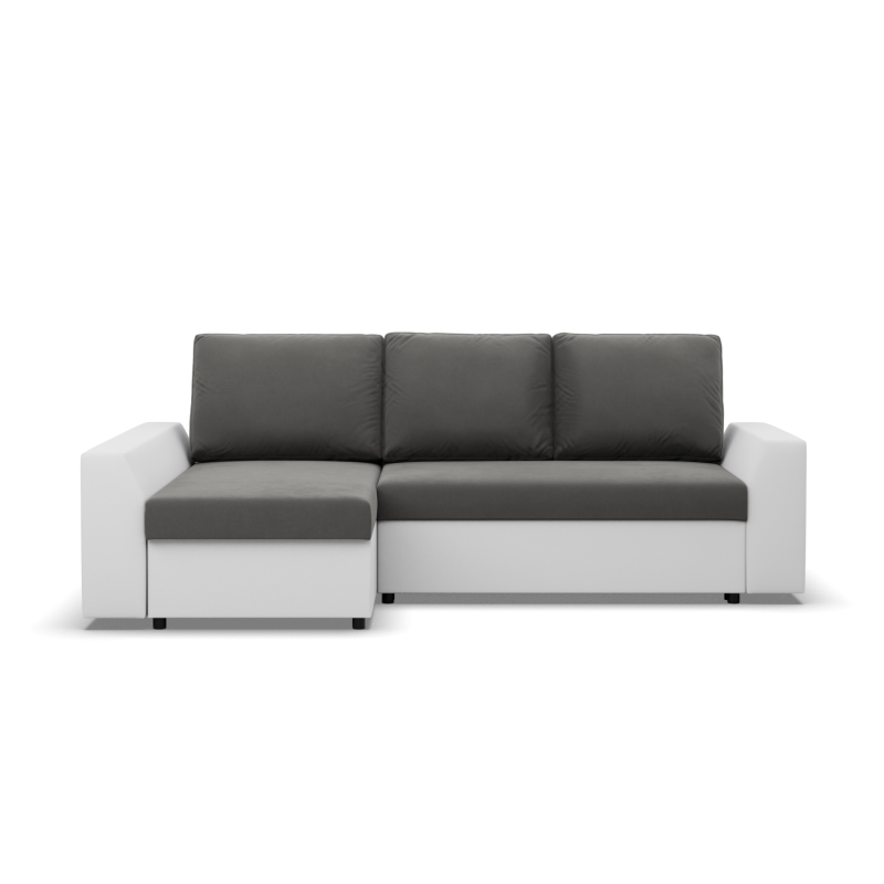 Ecksofa LUGO, Farbe - DUNKELGRAU + WEISS