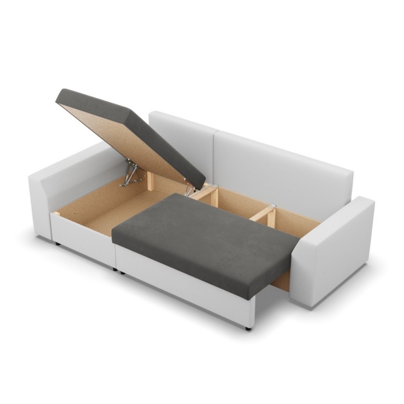 Ecksofa LUGO, Farbe - DUNKELGRAU + WEISS