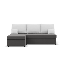 Ecksofa KEMI, Polsterung - Schaumstoff, Seite - LINKS, Farbe - GRAU + WEISS
