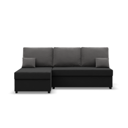 Corner sofa KEMI, Filling - Foam, Side - LEFT, Color - BLACK + GRAY