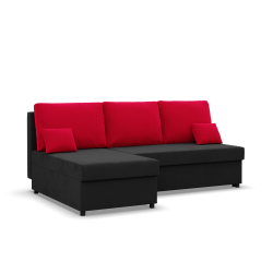 KEMI corner sofa, Filling - Foam, Side - LEFT, Color - BLACK + RED