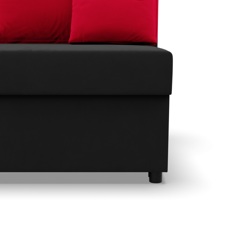 KEMI corner sofa, Filling - Foam, Side - LEFT, Color - BLACK + RED