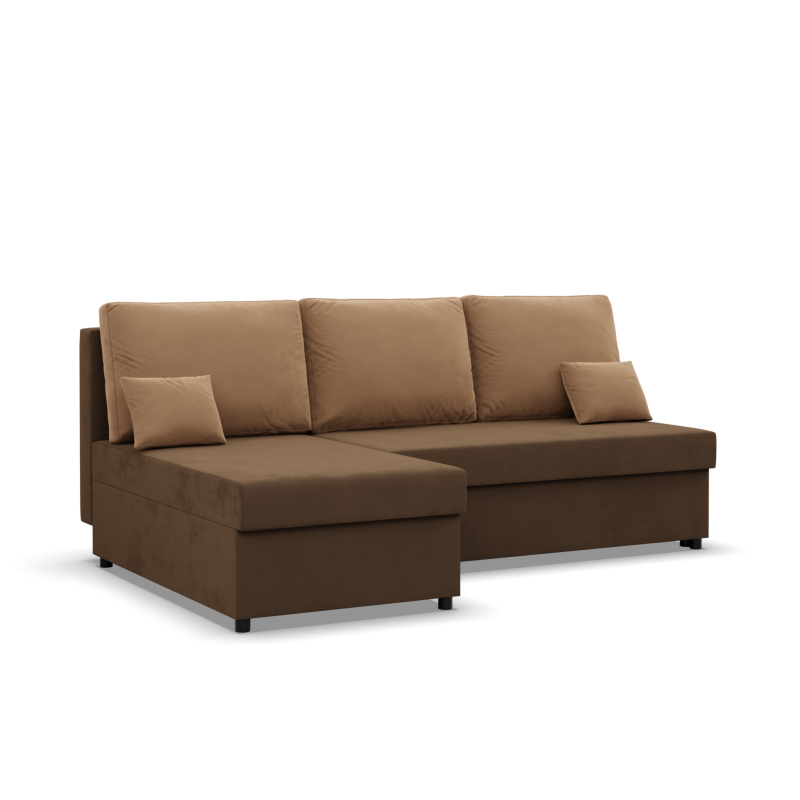 KEMI Corner Sofa, Filling - Foam, Side - LEFT, Color - BROWN + CAPPUCCINO
