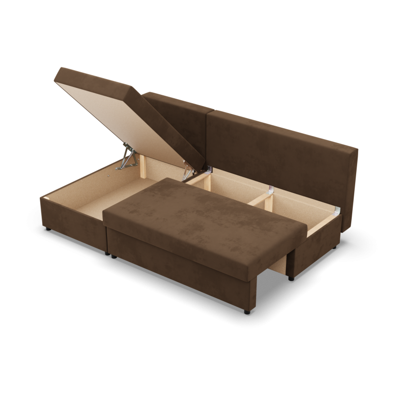 KEMI Corner Sofa, Filling - Foam, Side - LEFT, Color - BROWN