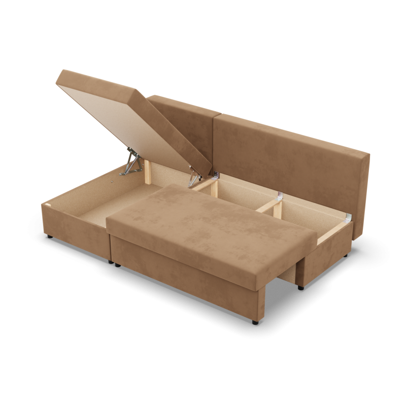 Ecksofa KEMI, Polsterung - Schaumstoff, Seite - LINKS, Farbe - CAPPUCCINO