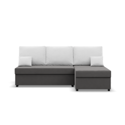 Ecksofa KEMI, Polsterung - Schaumstoff, Seite - RECHTS, Farbe - GRAU + WEISS