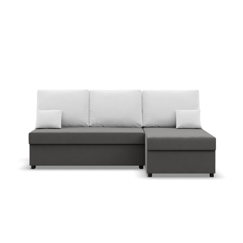 Ecksofa KEMI, Polsterung - Schaumstoff, Seite - RECHTS, Farbe - GRAU + WEISS