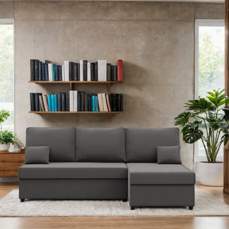 Ecksofa KEMI, Polsterung - Schaumstoff, Seite - RECHTS, Farbe - GRAU