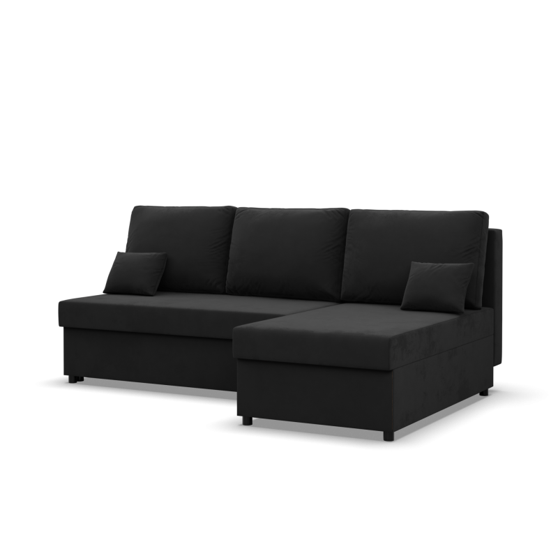 Ecksofa KEMI, Füllung - Schaumstoff, Seite - RECHTS, Farbe - SCHWARZ