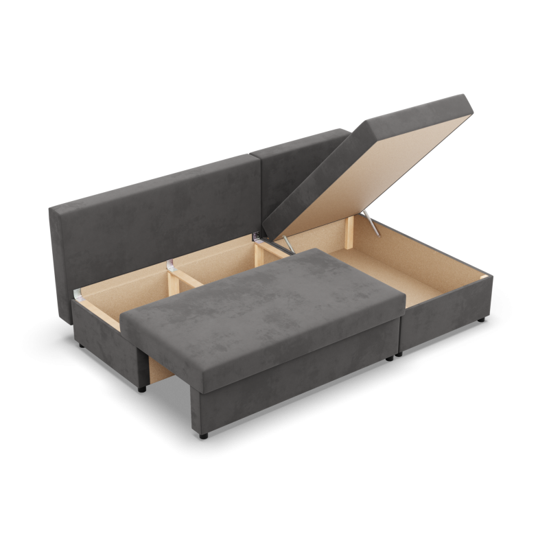 Ecksofa KEMI, Polsterung - Schaumstoff, Seite - RECHTS, Farbe - GRAU + SCHWARZ