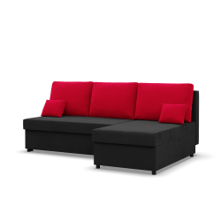 KEMI Corner Sofa, Filling - Foam, Side - RIGHT, Color - BLACK + RED