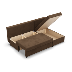 Ecksofa KEMI, Polsterung - Schaumstoff, Seite - RECHTS, Farbe - BRAUN + CAPPUCCINO