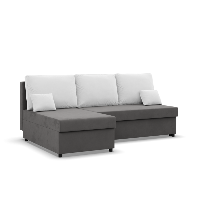 KEMI Corner Sofa, Filling - Spring, Side - LEFT, Color - GRAY + WHITE