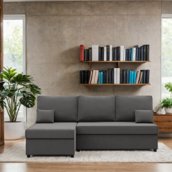 KEMI Corner Sofa, Filling - Spring, Side - LEFT, Color - GRAY