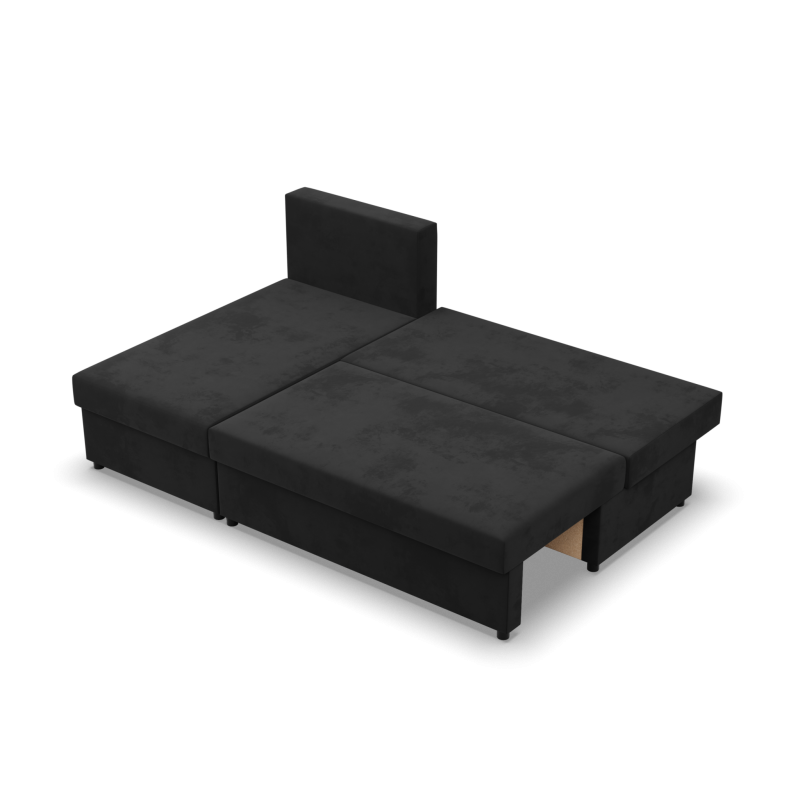 KEMI Corner Sofa, Filling - Spring, Side - LEFT, Color - BLACK + GRAY