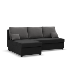 KEMI Corner Sofa, Filling - Spring, Side - LEFT, Color - BLACK + GRAY