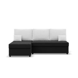 Corner sofa KEMI, Filling - Spring, Side - LEFT, Color - BLACK + WHITE