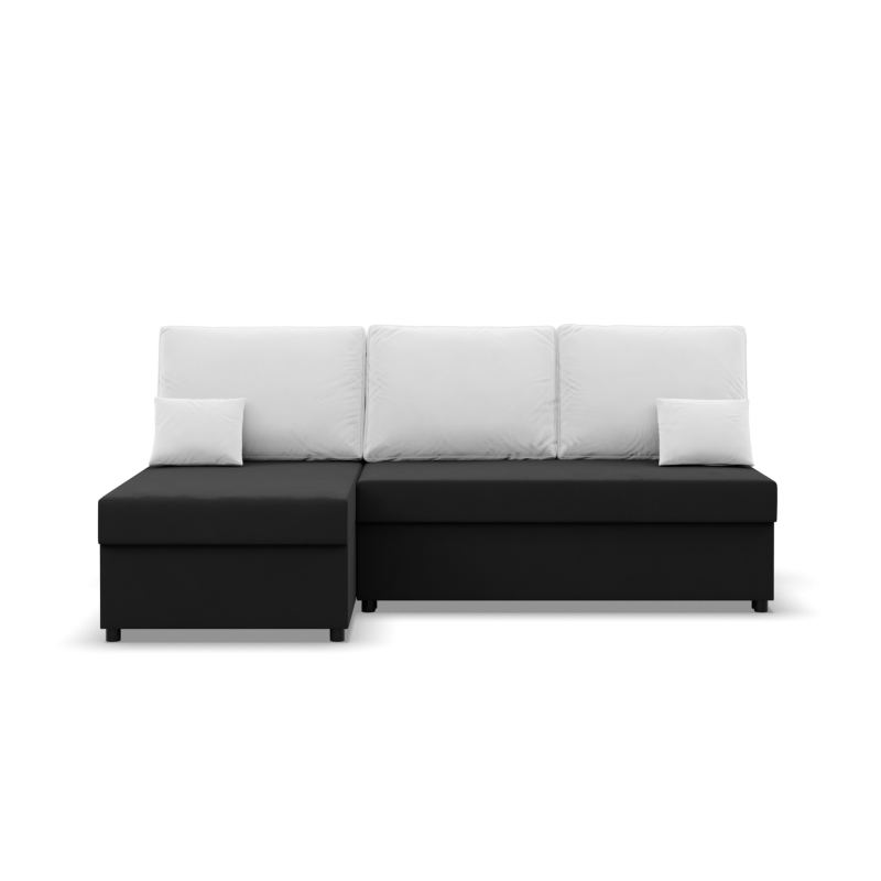 Corner sofa KEMI, Filling - Spring, Side - LEFT, Color - BLACK + WHITE