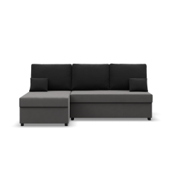 Ecksofa KEMI, Polsterung - Federkern, Seite - LINKS, Farbe - GRAU + SCHWARZ