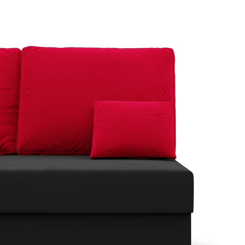 KEMI Corner Sofa, Filling - Spring, Side - LEFT, Color - BLACK + RED