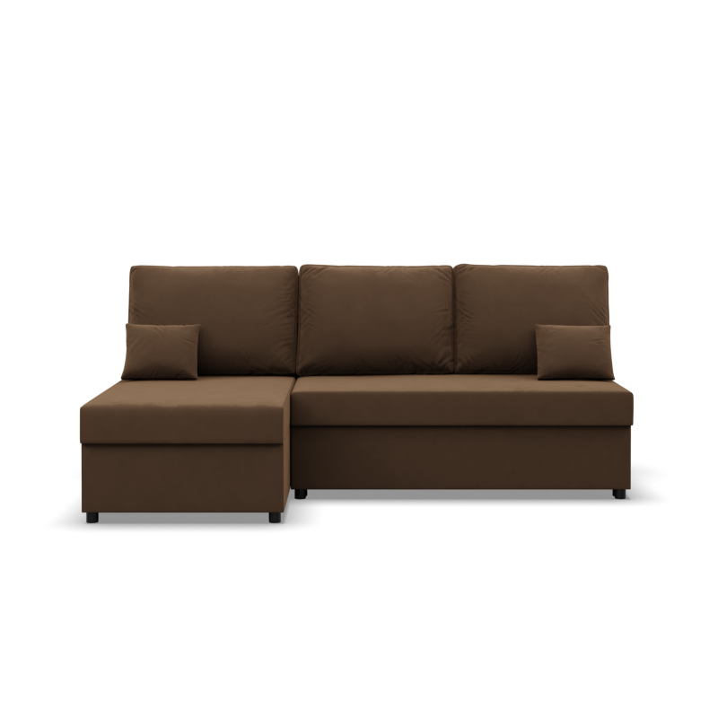 KEMI Corner Sofa, Filling - Spring, Side - LEFT, Color - BROWN