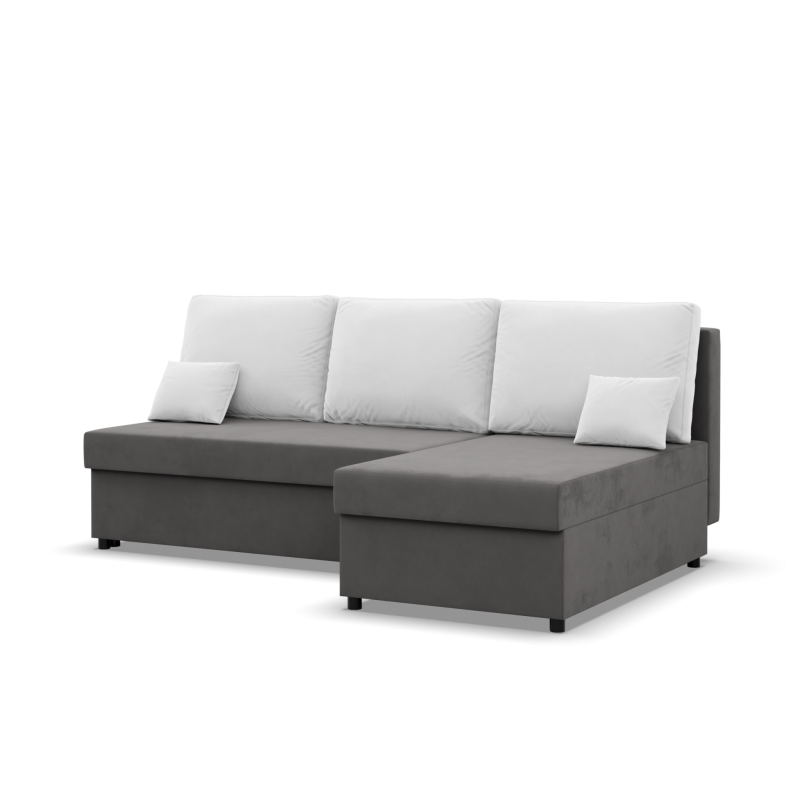 KEMI Corner Sofa, Filling - Spring, Side - RIGHT, Color - GRAY + WHITE