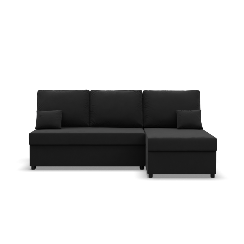 Ecksofa KEMI, Polsterung - Federkern, Seite - RECHTS, Farbe - SCHWARZ